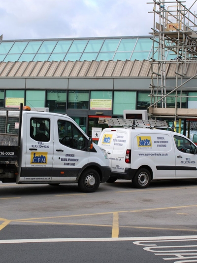 CPM Contracts vans on site.